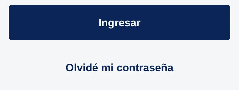 Entrada de la app: bajo el botón Ingresar, el texto Olvidé mi contraseña.
