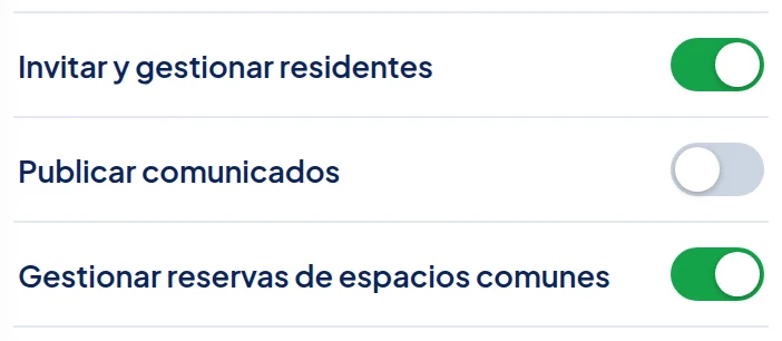 Publicar comunicados con el interruptor gris, apagado.