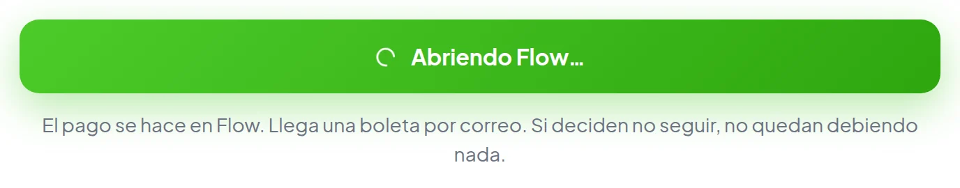 El botón verde ahora dice Abriendo Flow…, con un círculo que gira.