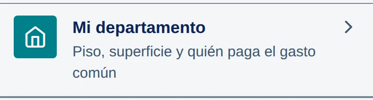 Fila Mi departamento: Piso, superficie y quién paga el gasto común.