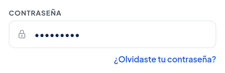 Debajo del campo Contraseña, el texto azul ¿Olvidaste tu contraseña?