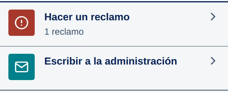Grupo Necesito ayuda: Hacer un reclamo y Escribir a la administración.